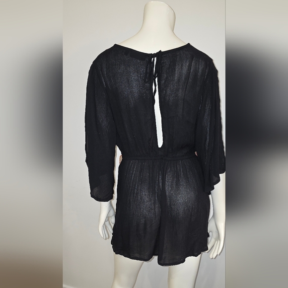 Topshop Black Floral Embroibery Swim Coverup - Picture 6 of 11